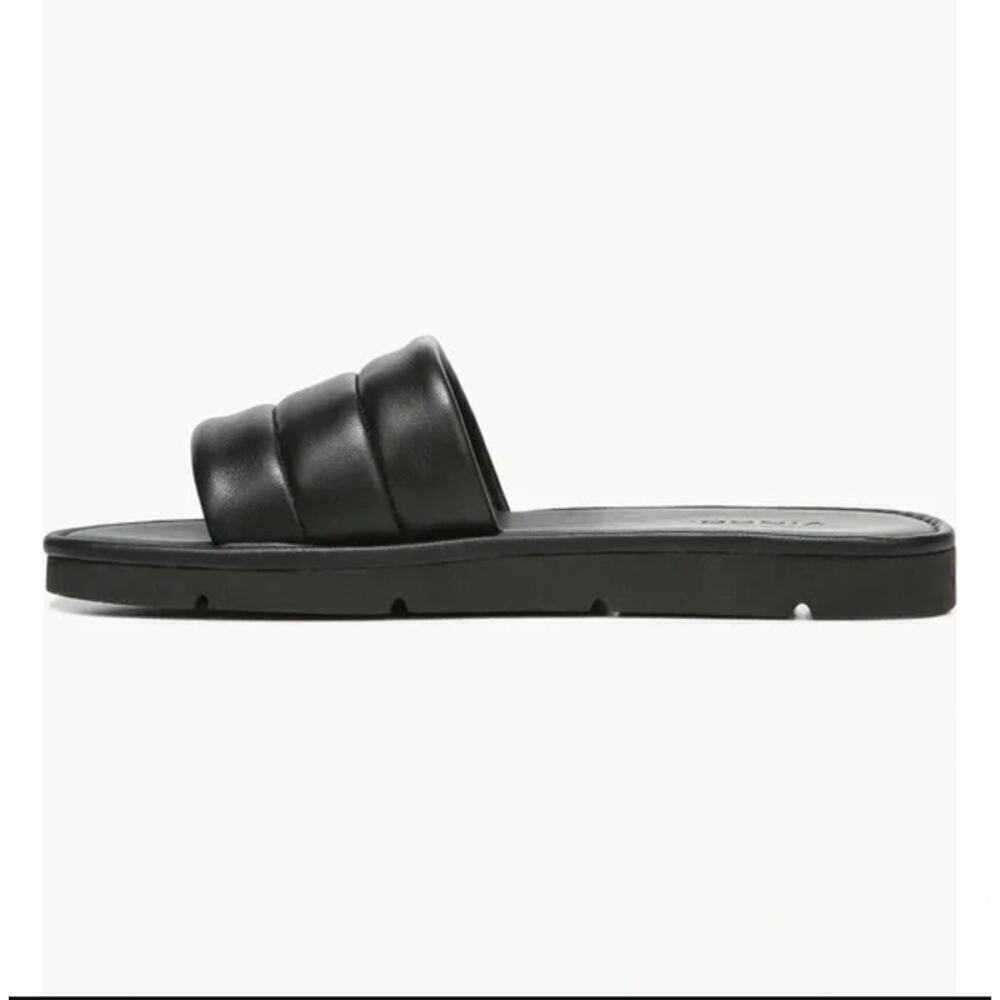 Vince Olina Black Slide Leather Sandals Size 10 EU 40
